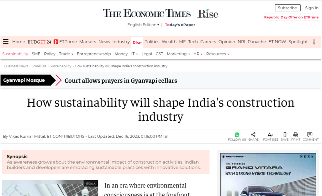 How sustainability will shape India's construction industry