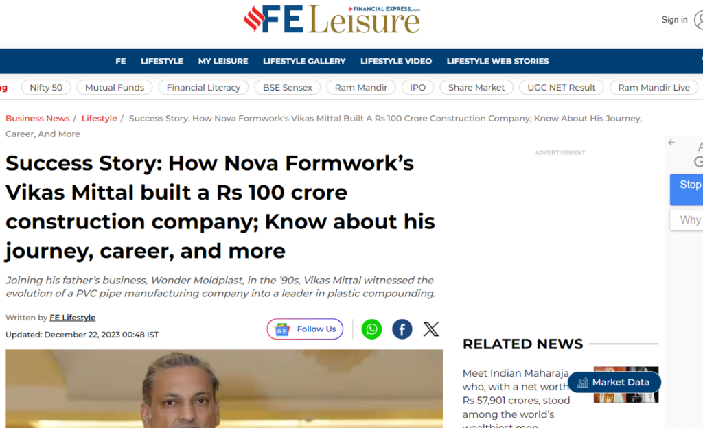 Success Story: How Nova Formwork’s Vikas Mittal built a Rs 100 crore construction company; Know about his journey, career, and more